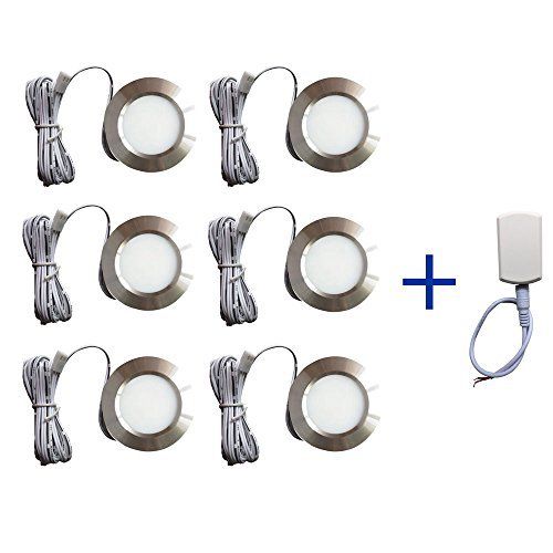 Photo 1 of 12v-LEDlight Silver 12 Volt Closet/Counter/Cabinet/Bookshelf Lighting Fixtures - RV Boat Energy-Saving Ceiling Lights - LED Lamps, 3w, Bright Natural White, Pack of 6 with Block
