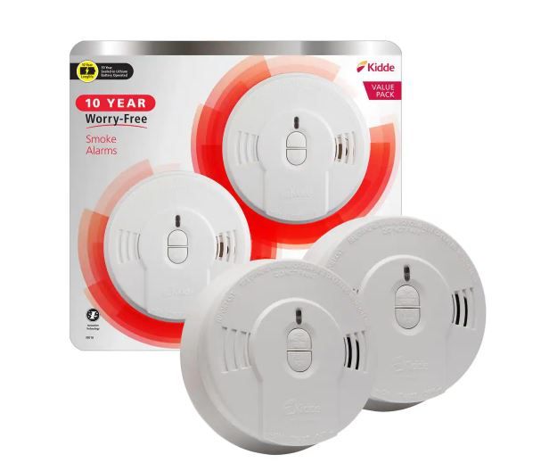 Photo 1 of 10 Year Worry-Free Smoke Detector, Lithium Battery Powered, Smoke Alarm, 2-Pack
