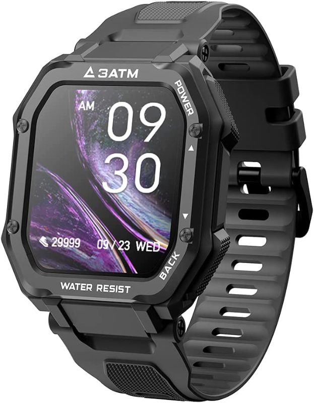 Photo 1 of Military Smart Watch, 1.69'' Triple-Resistant Smart Watch for Android Phones and iPhone Compatible, 3ATM Fitness Tracker Watch for Men Black (CHARGER NOT INCLUDED)
