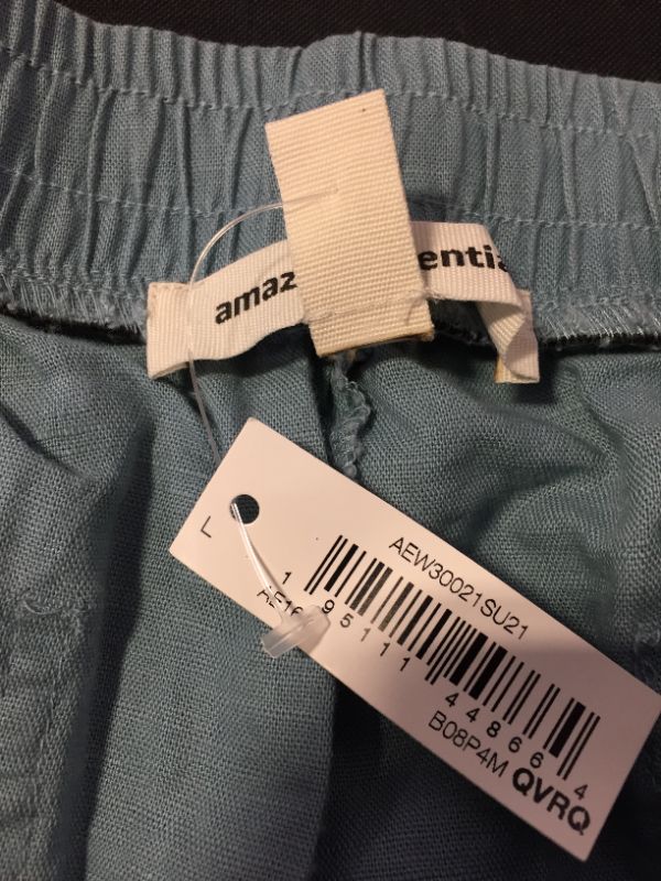 Photo 3 of Amazon Essentials Women's 5" Inseam Drawstring Linen Blend Short (DUSTY BLUE) Large
