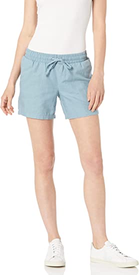 Photo 1 of Amazon Essentials Women's 5" Inseam Drawstring Linen Blend Short (DUSTY BLUE) Large