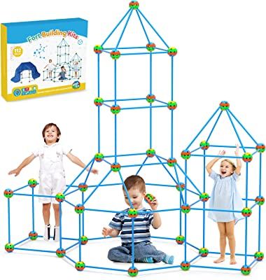 Photo 1 of Tecjoe Fort Building Kit, 112 Pieces Construction Fort Toys for Kids with a Blanket and Dinosaur Stickers to DIY Building Castles Tunnels Play Tent Rocket Tower Indoor & Outdoor, Toys for Boys Girls