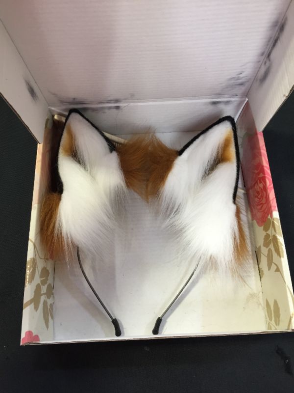Photo 3 of  Handmade Cat Fox Fur Ears Hairhoop Anime Fancy Dress Headband Hairband Costume Party Anime Lolita Cosplay with Comb