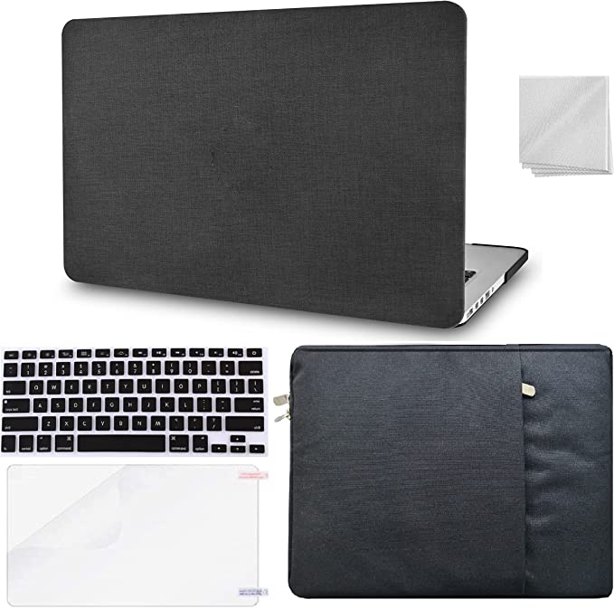 Photo 1 of KECC Compatible with MacBook Air 13 inch Case 2022 2021 2020 A2337 M1 A2179 Touch ID Plastic Hard Shell + Keyboard Cover + Sleeve + Screen Protector + Dust Cloth (Black Fabric)
