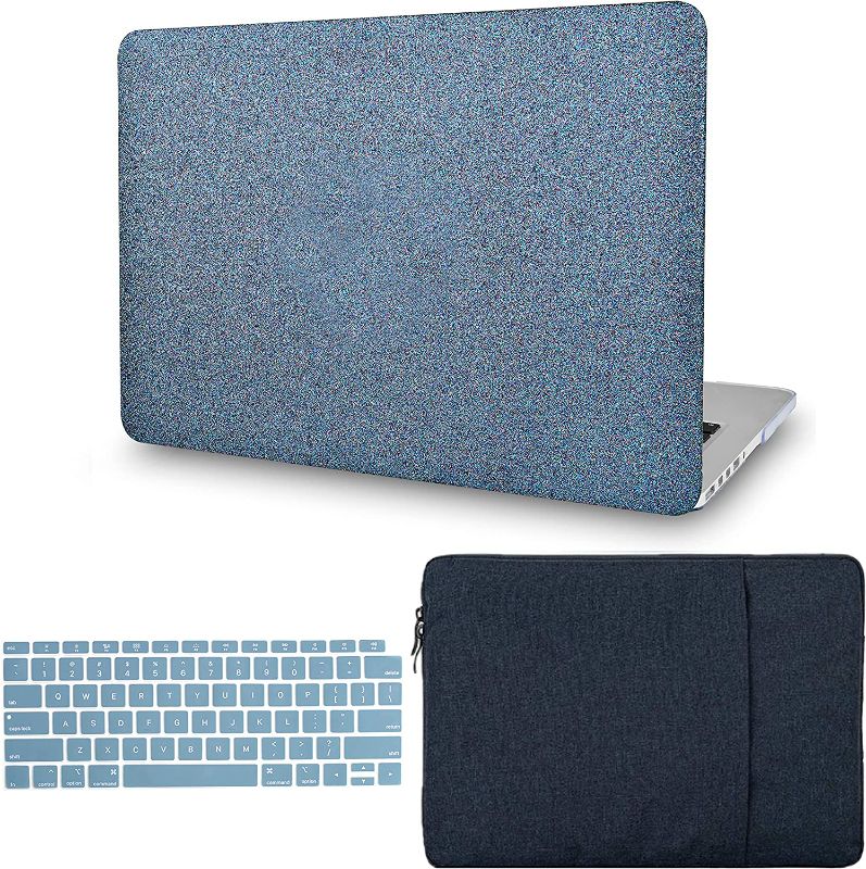 Photo 1 of KECC Compatible with MacBook Pro 13 inch Case 2020 2021 2022 with Touch Bar M2 A2338 M1 A2289 A2251 Protective Plastic Hard Shell + Keyboard Cover + Sleeve (Dark Turquoise Sparkling)
