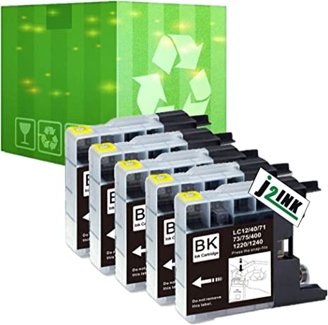 Photo 1 of J2INK 5 Pack Compatible with Brother LC-71 LC-75 High Yield (XL Series) 5 Black
