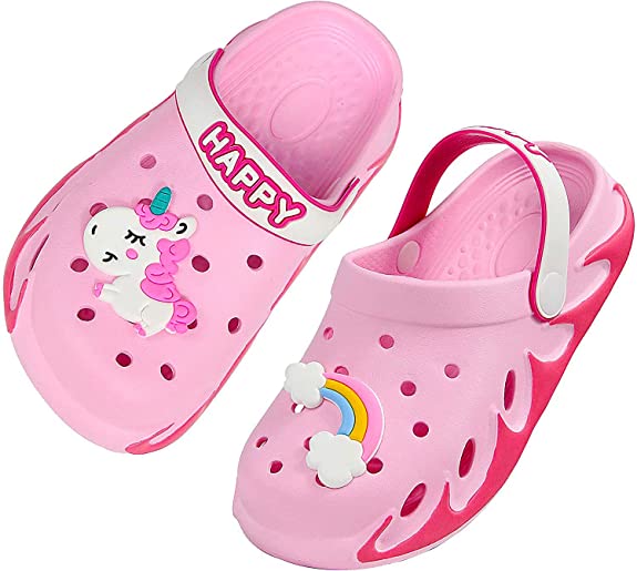 Photo 1 of Weweya Kids Garden Clogs Summer Cute Sandals Slippers with Cartoon Charms for Boys Girls Toddler 9/10 TODDLER (PINK)