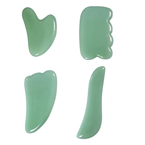 Photo 1 of 4 PCS Gua Sha Board, Gua Sha Scraping Massage Tool Set for Facial Skincare, Traditional Scraper Tool for Anti-Wrinkles, Anti-Aging, Slimming, Firming (Green)
