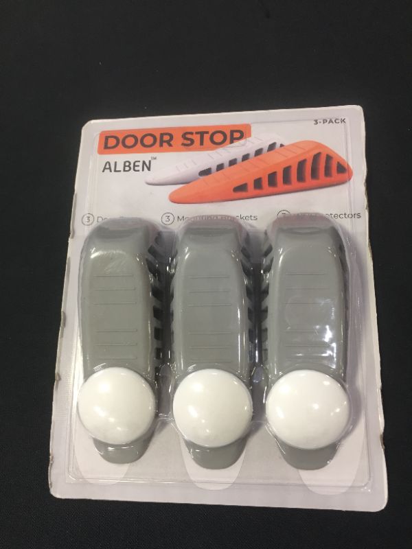 Photo 2 of ALBEN Rubber Door Stopper Set - (Gray, 3 Pack) for All Flooring Types - 3 Heavy Duty Rubber Door Stops with 3 Silicone Wall Protectors and Convenient