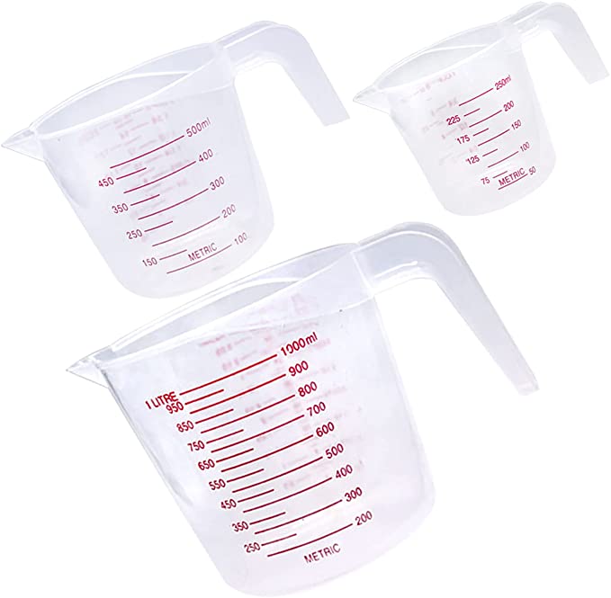 Photo 1 of 3 Pcs Plastic Measuring Cup,Capacity Clear Measuring Jug Set,Stackable Clear Heat-resistant Cup for Measure Liquid and Baking Items,Cooking, Lab Science