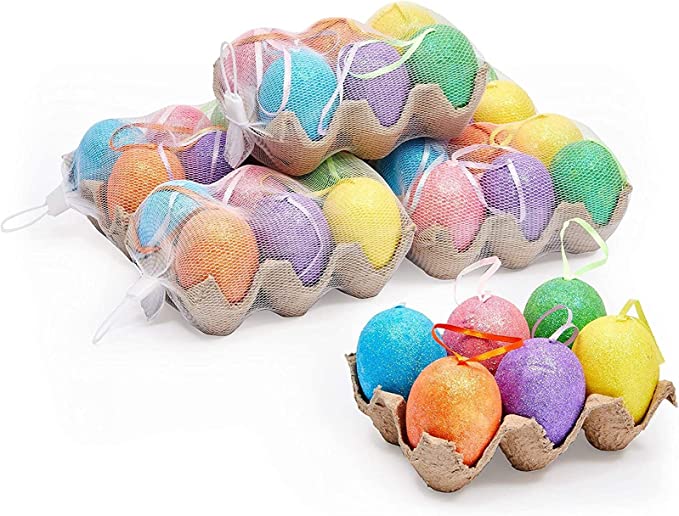 Photo 1 of 36 Pack Plastic Sparkling Easter Egg Ornaments Home Decorations Decorative
