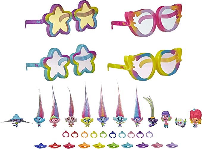 Photo 1 of Trolls DreamWorks World Tour Tiny Dancers Rainbow Edition Pack with 12 Tiny Dancers Figures, 4 Sunglasses, 10 Small Rings, 10 Barrettes, Toy for Kids 4 and Up (Amazon Exclusive)