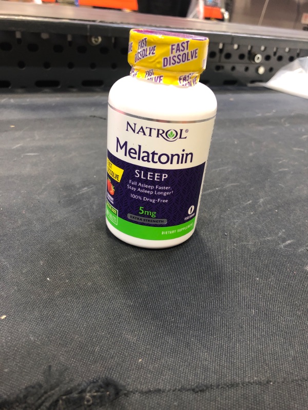 Photo 2 of Natrol Melatonin Fast Dissolve Tablets, Helps You Fall Asleep Faster, Stay Asleep Longer, Easy to Take, Dissolve in Mouth, Strengthen Immune System, Maximum Strength, Strawberry Flavor, 5mg, 200 Count
exp jan 31 2023