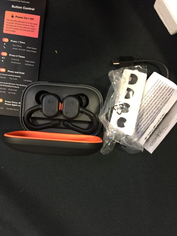 Photo 2 of Skullcandy Push Active True Wireless In-Ear Earbud - True Black/Orange
