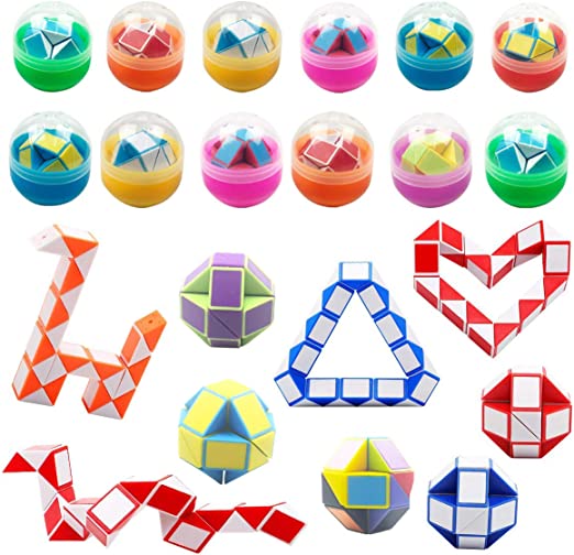 Photo 1 of Anditoy 12 Pack Mini Snake Cube in Plastic Easter Eggs Puzzle Toys for Kids Girls Boys Easter Basket Stuffers Gifts Party Favors
