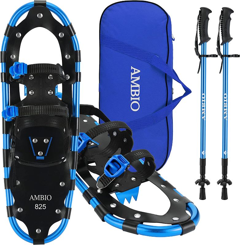 Photo 1 of AMBIO Lightweight Snowshoes for Men Women Youth Kids, Aluminum Alloy Terrain Snow Shoes with Leg Gaiters and Carrying Tote Bag
