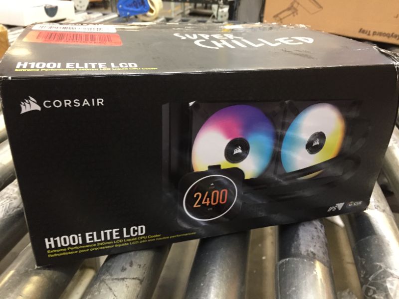 Photo 7 of CORSAIR iCUE H100i ELITE LCD Display Liquid CPU Cooler-Custom IPS LCD Screen-40 Dynamic RGB LEDs-120mm Fans-240mm Radiator-COMMANDER CORE Smart Lighting Controller - - OUT OF BOX USED, UNABLE TO TEST FUNCTION 