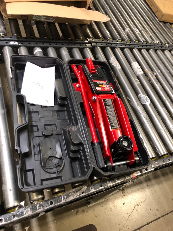 Photo 2 of BIG RED T825013S1 Torin Hydraulic Trolley Floor Service/Floor with Blow Mold Carrying Storage Case, 2.5 Ton (5,000 lb) Capacity, Red 2.5 Ton (5,000 LBs)