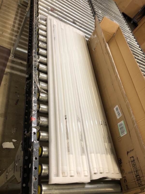 Photo 2 of 8 Foot LED Bulbs, 46W, 5500lm, 5000K, T8 T10 T12 LED Tube Lights, Dual-Ended Ballast Bypass 8FT LED Bulbs (Use Two 4FT), FA8 Single Pin, Frosted Lens, Fluorescent Replacement, UL, FCC, NSF, 10 Pack