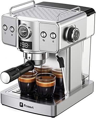 Photo 1 of Frossvt 20 Bar Espresso Machine, Stainless Steel Espresso Machine with Milk Frother for Latte, Cappuccino, Machiato,for Home Espresso Maker, 1.8L Water Tank