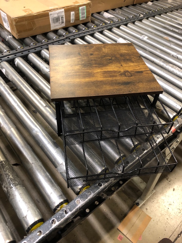 Photo 1 of Rustic wood and black metal small desktop storage organizer