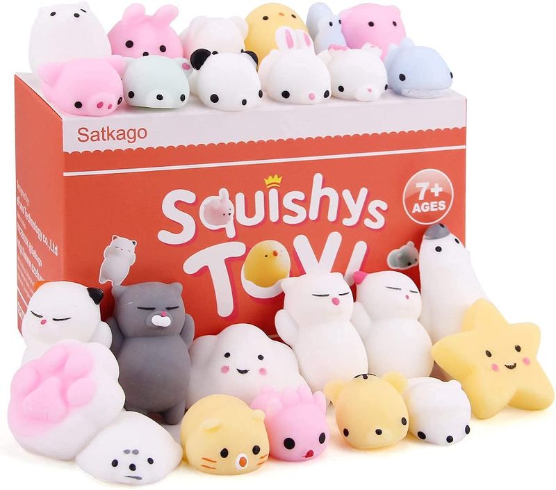 Photo 1 of Satkago Mochi Squishys Toys, 20 pcs Sensory Toys Party Favors Goodie Bag Stuffers for Kids Birthday Party Supplies for Encanto Cocomelon Birthday Party
