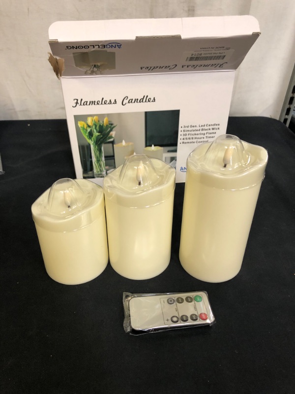 Photo 2 of Flickering Flameless Candles, Most Realistic LED Candles with Remote and Timer, Set of 3 Battery Operated Candles for Valentines Home Wedding Birthday Decoration
