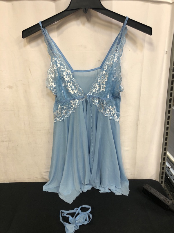 Photo 1 of WOMENS SHEER LIGHT BLUE BABYDOLL, SIZE M