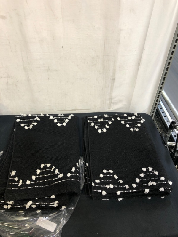 Photo 1 of 2PK BOHEMIAN BLACK AND WHITE RUNNER RUG, 22"X 60"