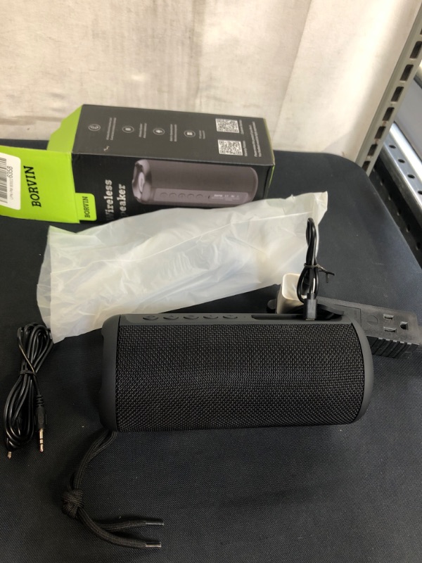 Photo 2 of Borvin-H2 Portable Bluetooth Speaker, Super Loud with Strong Bass, 20-Hour Long Battery Life, Water Resistant, AUX Cable, Built-in Microphone, 1 Year Warranty
