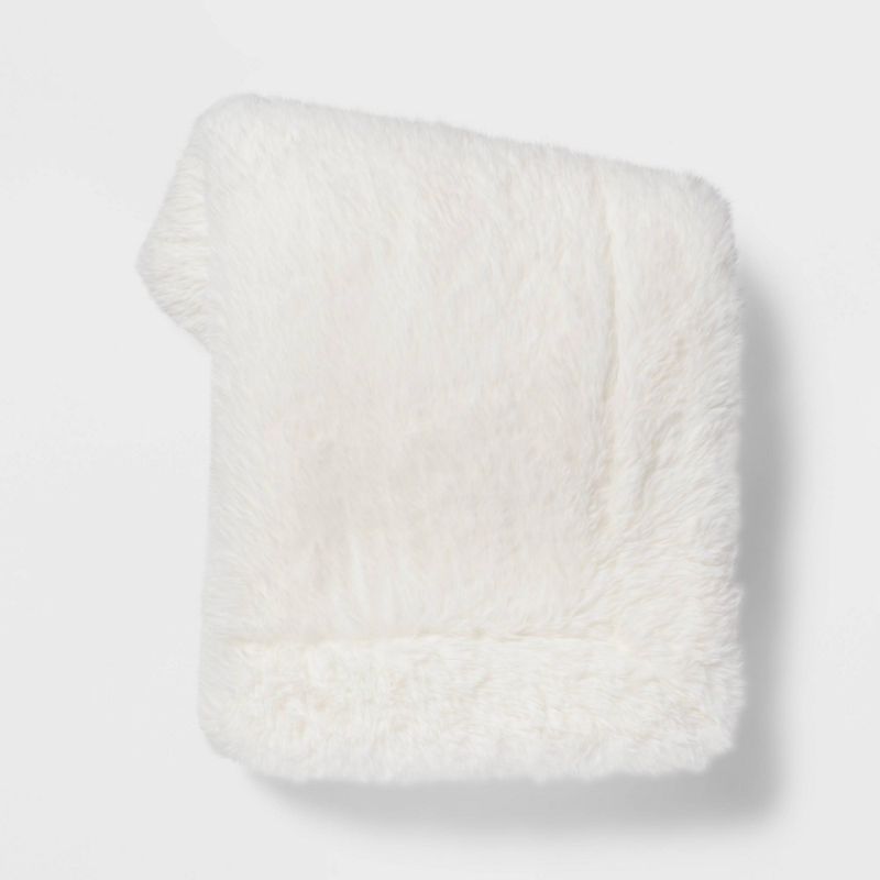 Photo 1 of (2)Threshold Faux Fur Throw Blanket (50x60) - Cream