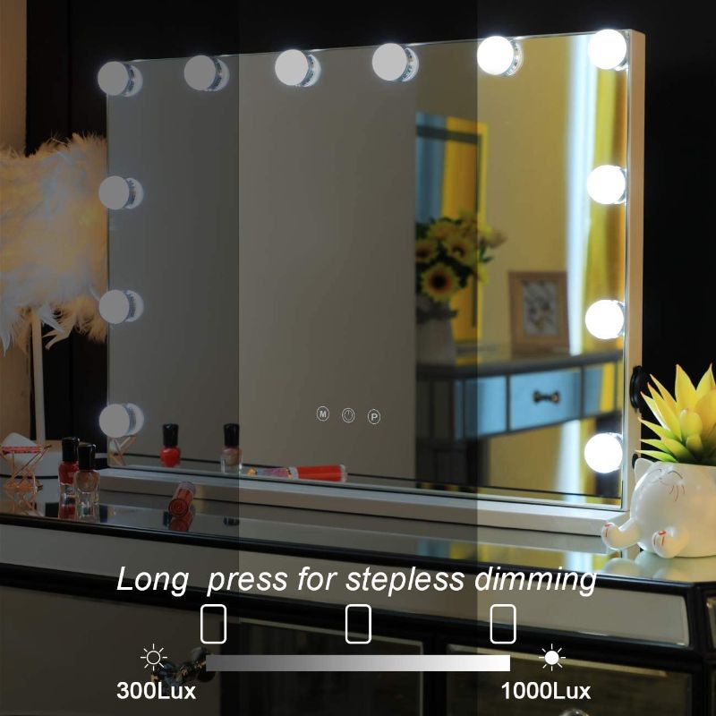 Photo 1 of  Vanity Mirror Makeup Mirror with Lights,Large Hollywood Lighted Vanity Mirror with 15 Dimmable LED Bulbs ,3 Color Modes, Touch Control for Dressing Room & Bedroom, Tabletop or Wall-Mounted
