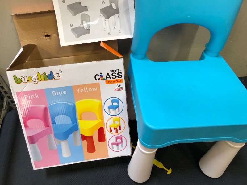 Photo 1 of Plastic Kids Chair, Durable and Lightweight, 9.3" Height Seat, Indoor or Outdoor Use for Boys Girls Aged 2+ Blue
