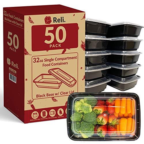 Photo 1 of Barcode for Reli. Meal Prep Containers, 32 oz. - 1 Compartment Food Containers with Lids, Microwavable Food Storage Containers - Black Reusable Bento Box/Lunch Box Containers for Meal Prep
