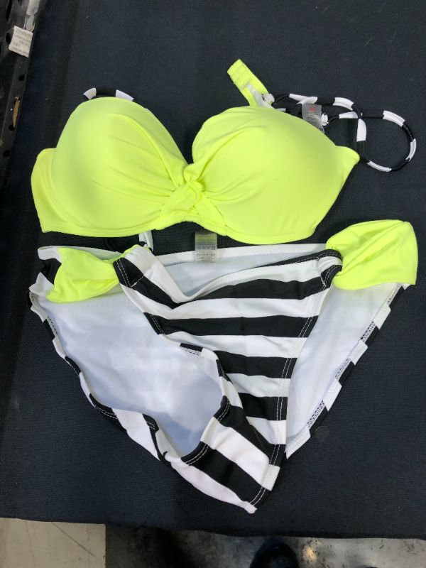 Photo 1 of 2 pc neon green/ black and white bikini ( size: medium ) 