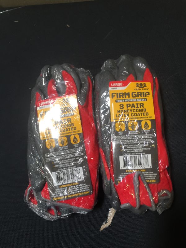 Photo 2 of Large Honeycomb Latex Glove (3-Pairs)
2 pack ( 6pairs total) (factory sealed)
size L