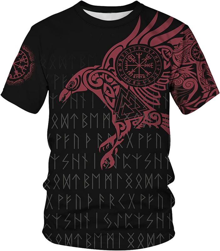 Photo 1 of DUOLIFU Unisex 3D Printed Cool Vikings Tattoo Norse Mythology Blouse T-Shirt Tops- SIZE LARGE