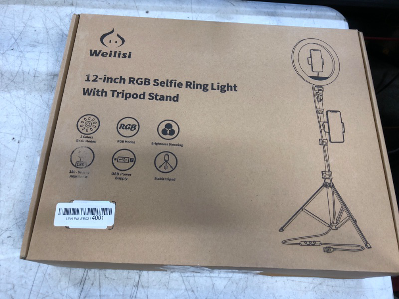 Photo 4 of Weilisi 12" Selfie Ring Light with 63" Tripod Stand, Dimmable LED Ring Light 