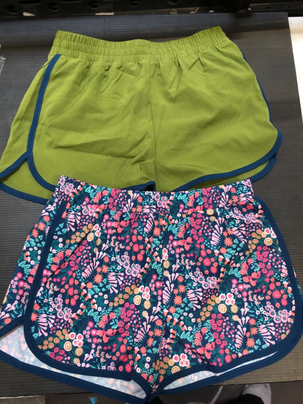 Photo 2 of Amazon Essentials Girls and Toddlers' Active Running Short, Pack of 2 Large Olive, Floral