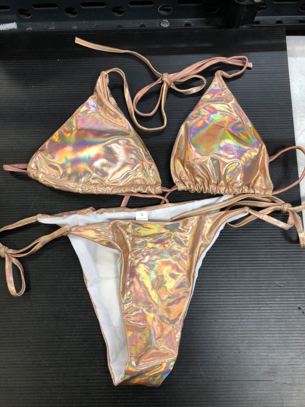 Photo 1 of 2 PIECE SWIMSUIT ROSE GOLD/IRIDESCENT SIZE L