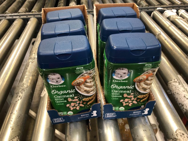 Photo 1 of Gerber Baby Cereal Organic 2nd Foods, Grain & Grow, Oatmeal Millet Quinoa, 8 Ounce (Pack of 6) 2 PACK exp 30/Jun/2022