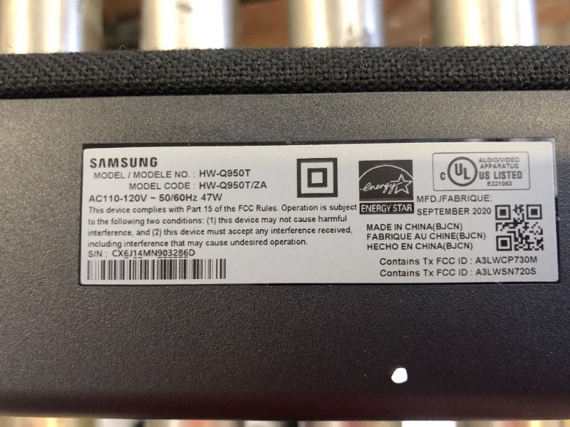 Photo 7 of Samsung HW-Q950T | PS-WR95BB 11.1.4ch Sound bar with Dolby Atmos - Black

MISSING REMOTE, MINOR SCRATCHES, MAJOR USE