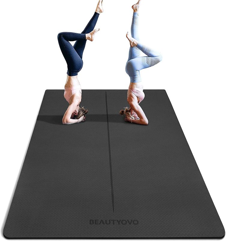 Photo 1 of 6' x 4' Large Yoga Mat, 1/3 Inch Extra Thick Yoga Mat Double-Sided Non Slip, Professional TPE Yoga Mats for Women Men, 24 Sq.Ft Large Exercise Mat for Yoga, Pilates and Home Workout
