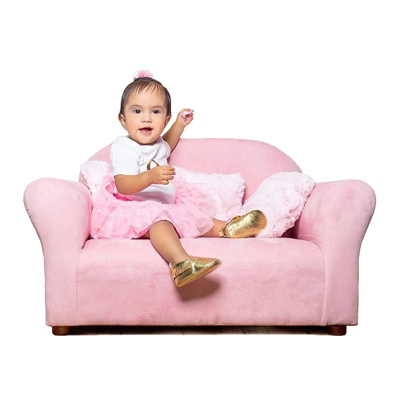 Photo 1 of Keet Plush Childrens Sofa with Accent Pillows, Pink
