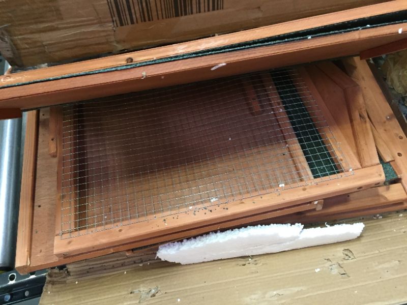 Photo 5 of -for parts only- Two Tier Wooden Chicken Coop Habitat, Hutch Hen Nest , Brown
