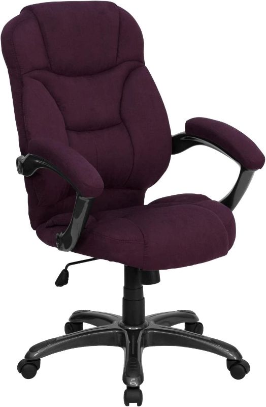 Photo 1 of Flash Furniture High Back Grape Microfiber Contemporary Executive Swivel Ergonomic Office Chair with Arms --- Light Burgundy 