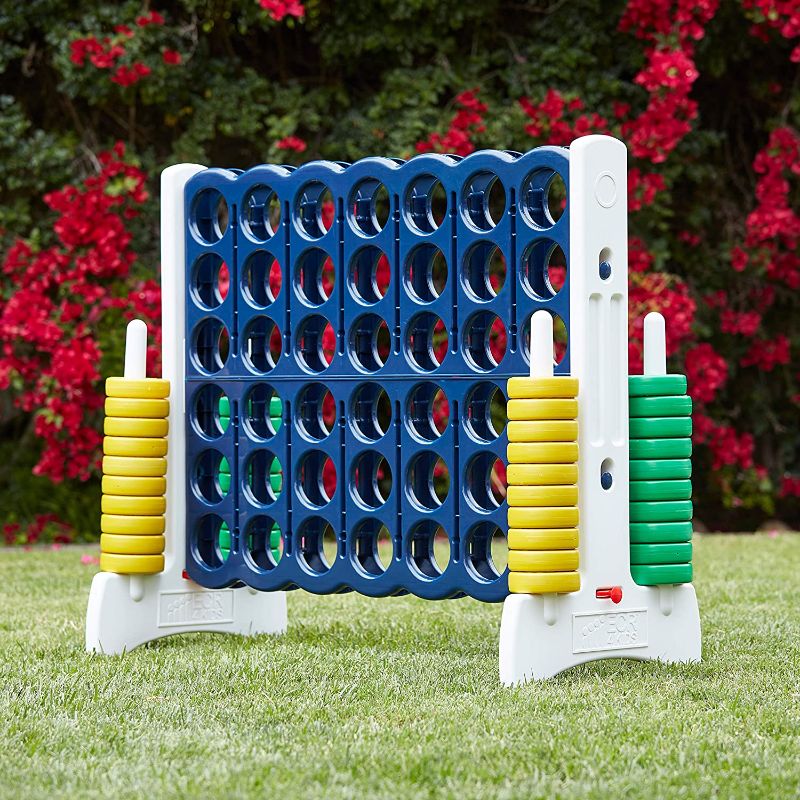 Photo 1 of ECR4Kids Jumbo 4-to-Score Giant Game Set, Backyard Games for Kids, Indoor/Outdoor Connect-All-4, Adult and Family Fun Game, 43 Inches Tall, - Blue and Gold (Game Only)
