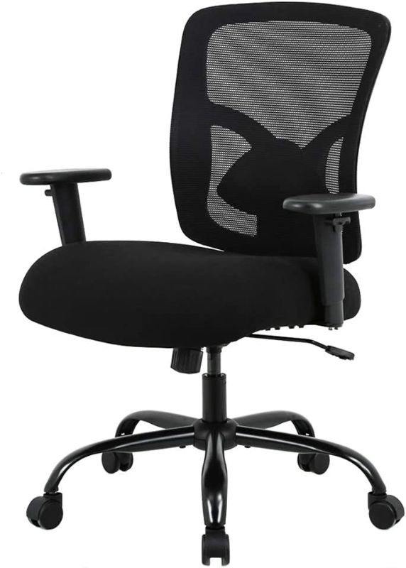 Photo 1 of BestOffice 400lbs Wide Seat Desk Computer Lumbar Support Adjustable Arms Task Rolling Swivel Mesh Executive High Back Ergonomic Chair for Adults Women, Black
