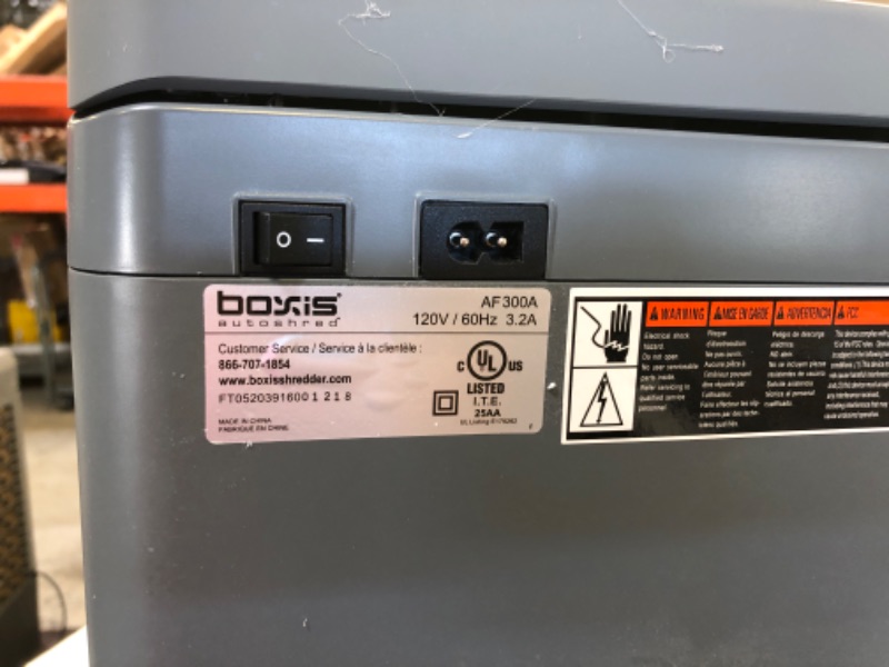 Photo 8 of boxis Boxis® AutoShred® 300-Sheet Auto Feed Microcut Paper Shredder (AF300)
