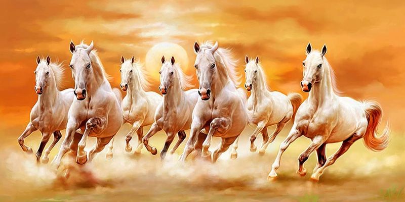 Photo 1 of Art Factory Seven Horse Vaastu Canvas Painting